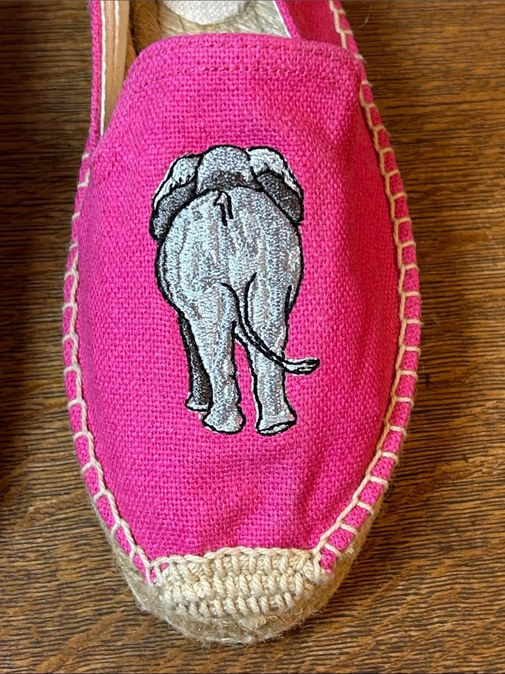 Soludos Elephant Embroidered Platform Espadrilles Smoking Slippers Pink size 6.5